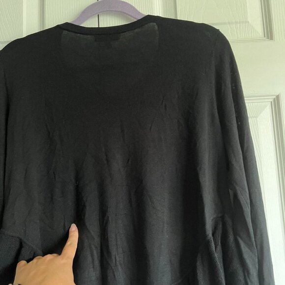 Joie Iona Black Wool Silk Blend Knit Ruffle Hem Sweater Women's Size Large L - Picture 9 of 10